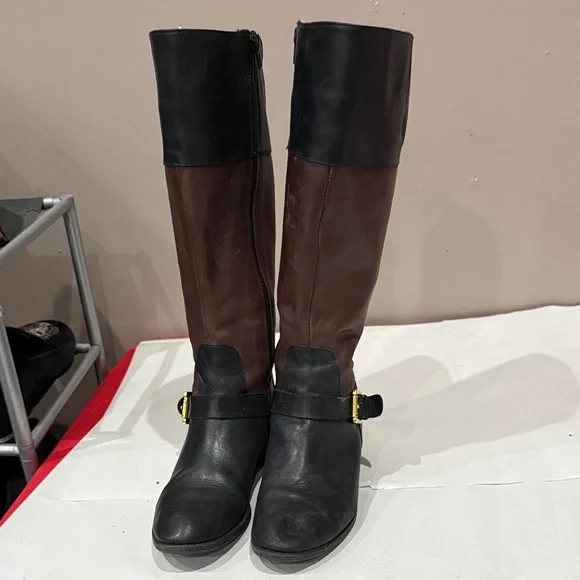 Lauren Ralph Lauren Black and Brown Over the Knee Boots - Picture 2 of 8